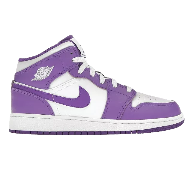 Nike Kid's Air Jordan 1 Mid Shoes - Purple Venom / White