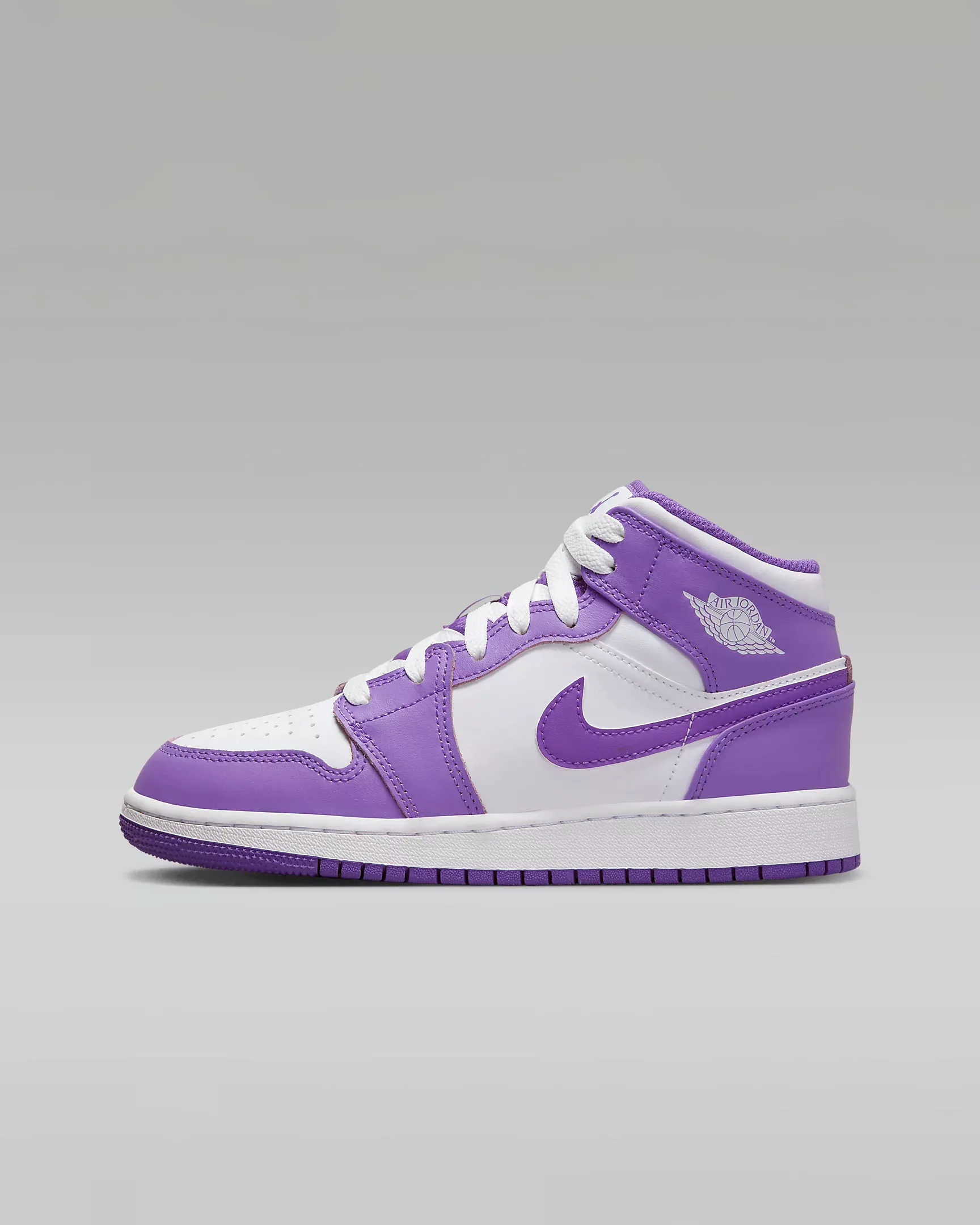 Nike Kid's Air Jordan 1 Mid Shoes - Purple Venom / White