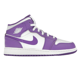 Nike Kid's Air Jordan 1 Mid Shoes - Purple Venom / White