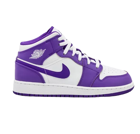 Nike Kid's Jordan 1 Mid TD Shoes - Purple Venom / White