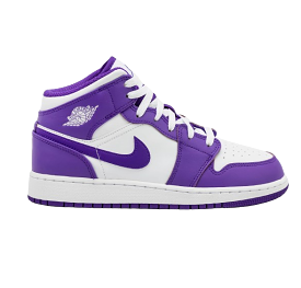 Nike Kid's Jordan 1 Mid TD Shoes - Purple Venom / White