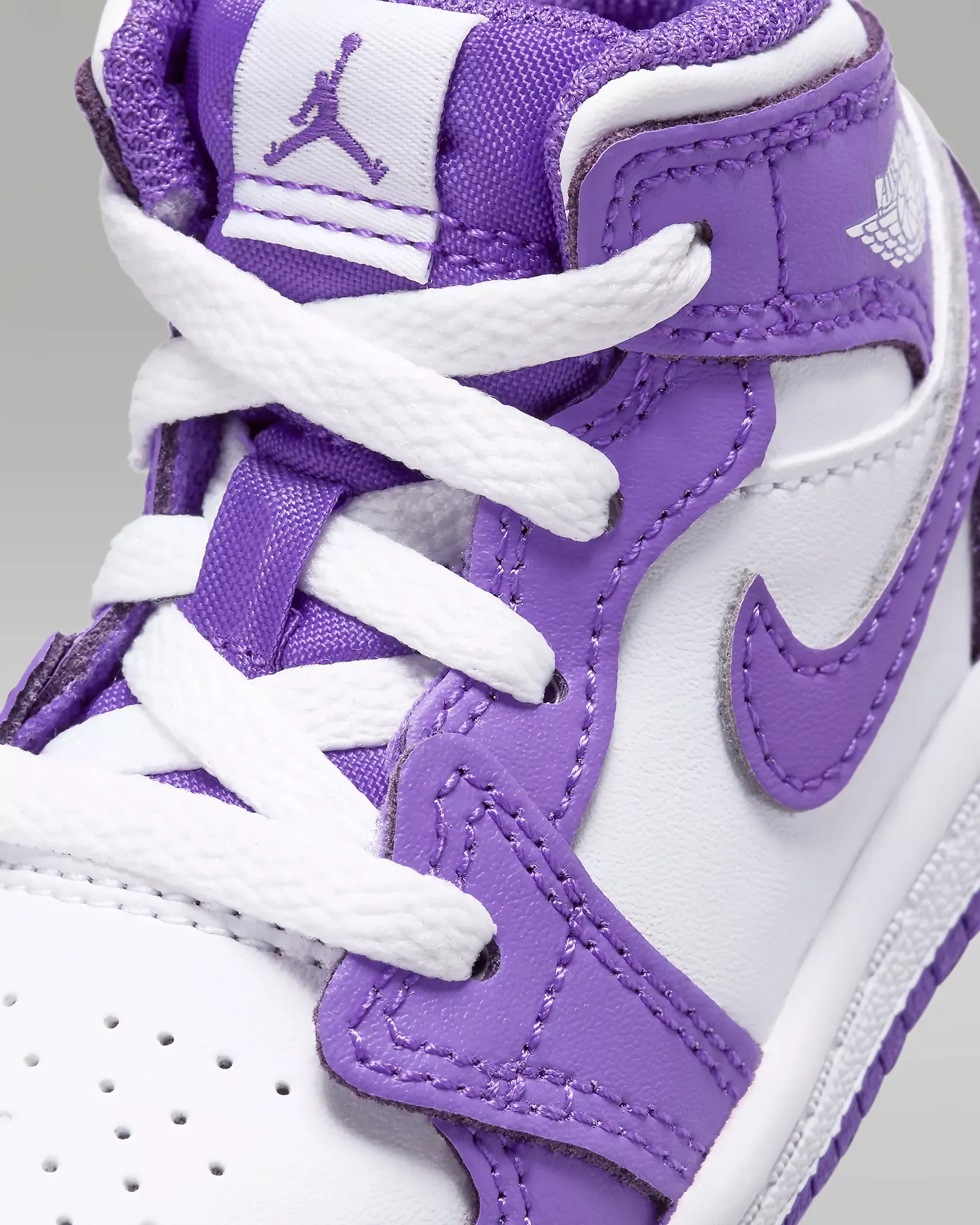 Nike Kid's Jordan 1 Mid TD Shoes - Purple Venom / White