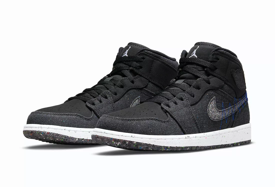 Nike Men's Air Jordan 1 Mid Crater Shoes - Black / Racer Blue / White / Multi-Color