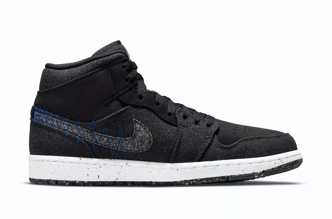 Nike Men's Air Jordan 1 Mid Crater Shoes - Black / Racer Blue / White / Multi-Color