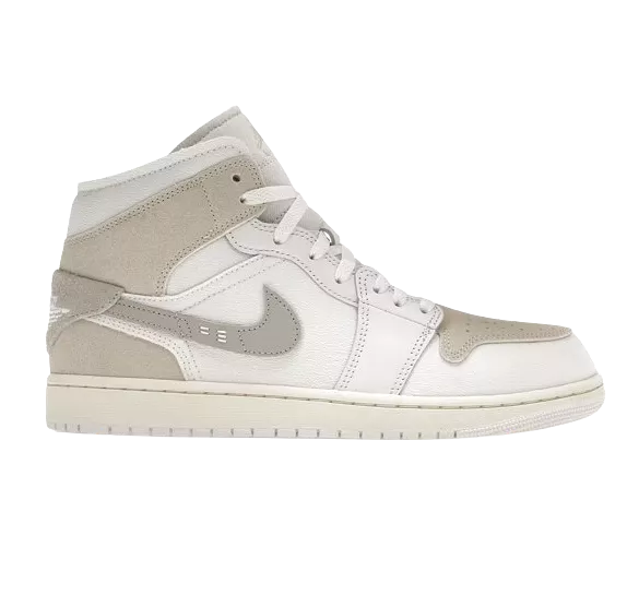 Nike Men's Air Jordan 1 Mid SE Craft Shoes - White / Orewood Brown / Tech Grey / Sail