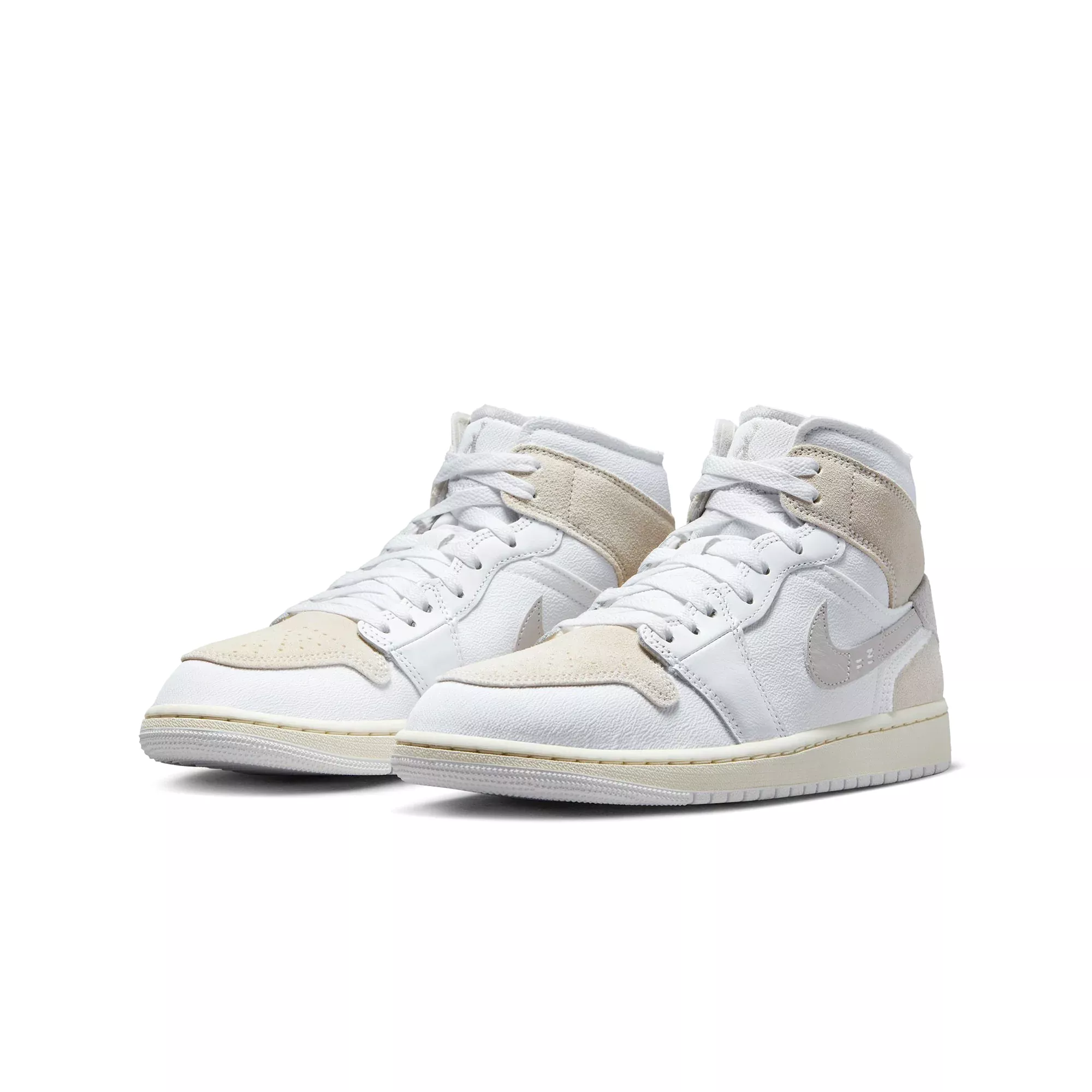 Nike Men's Air Jordan 1 Mid SE Craft Shoes - White / Orewood Brown / Tech Grey / Sail