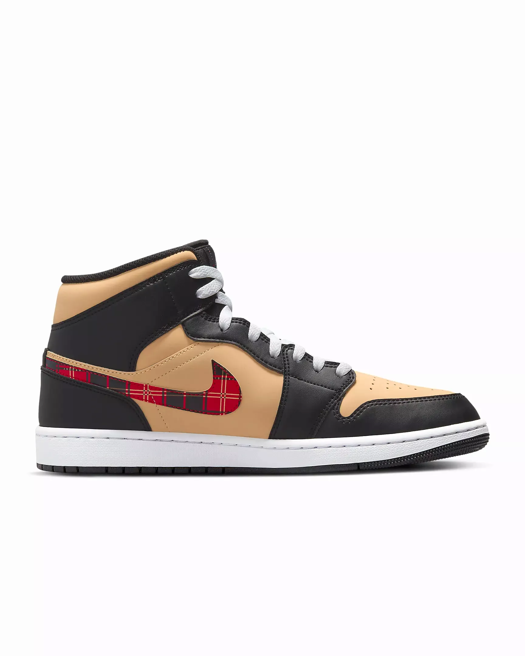 Nike Men's Air Jordan 1 Mid SE Shoes - Black / Sesame / Fire Red / Multi-Color