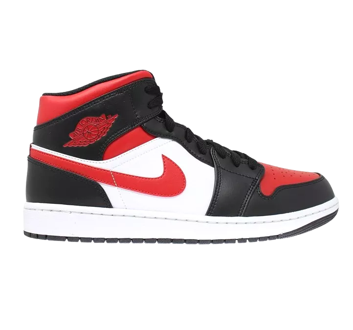 Nike Men's Air Jordan 1 Mid Shoes - Black / Fire Red / White