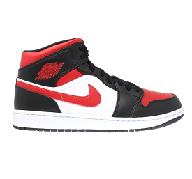 Nike Men's Air Jordan 1 Mid Shoes - Black / Fire Red / White