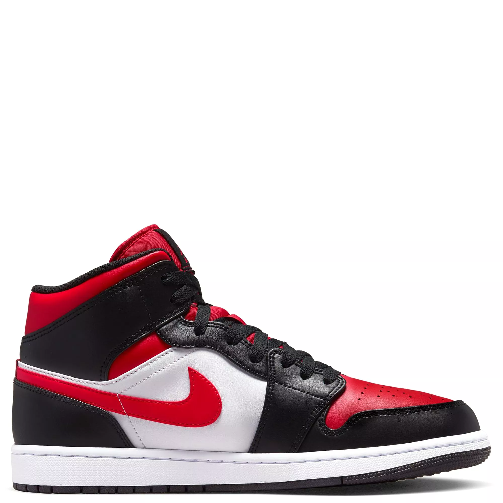 Nike Men's Air Jordan 1 Mid Shoes - Black / Fire Red / White