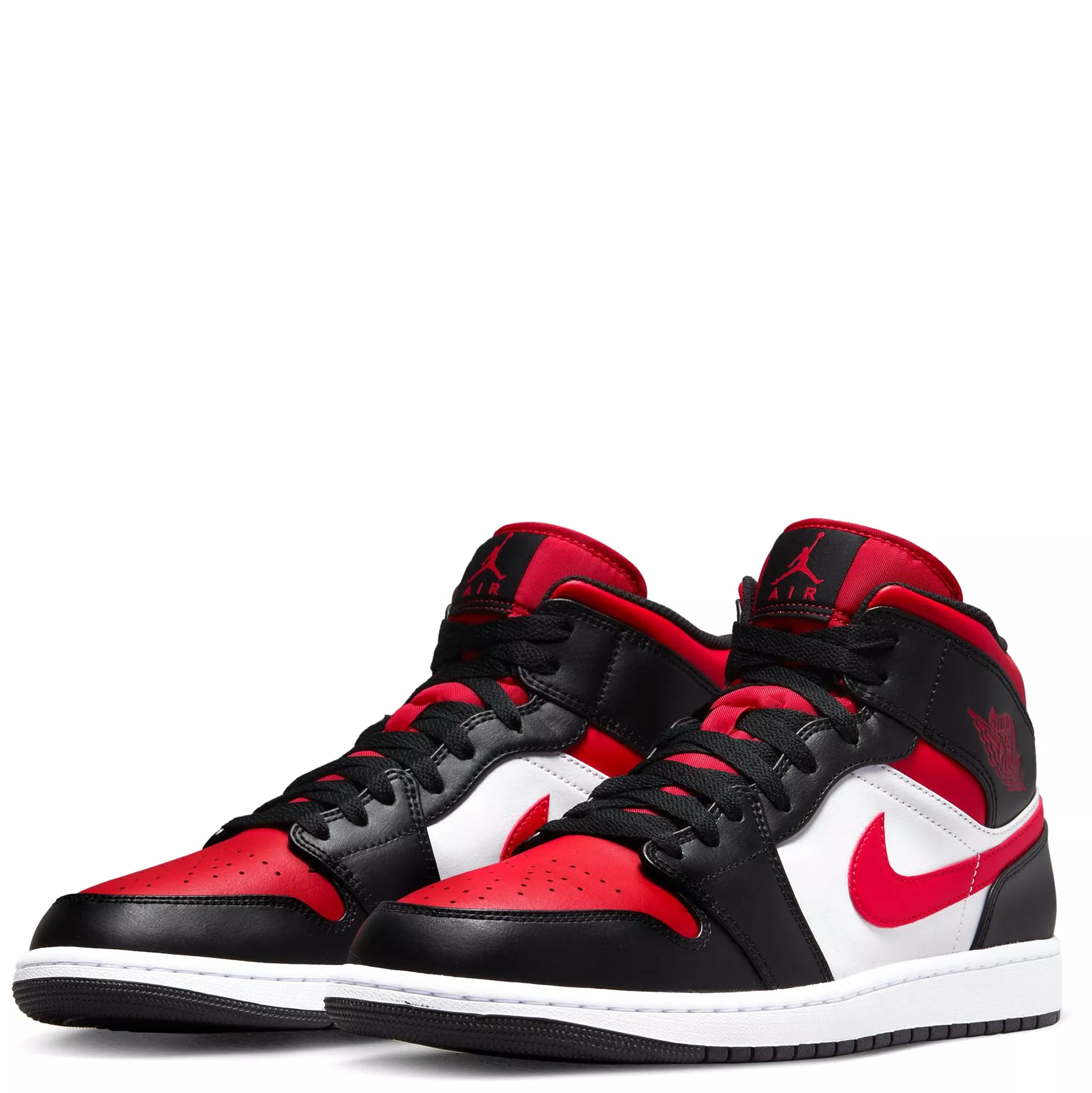 Nike Men's Air Jordan 1 Mid Shoes - Black / Fire Red / White