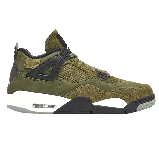 Nike Men's Jordan 4 Retro SE Shoes - Medium Olive / Pale Vanilla / Khaki / Black / Sail