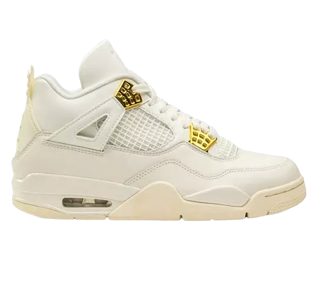 Nike Women's Air Jordan 4 Retro Shoes - Sail / Black / Metallic Gold