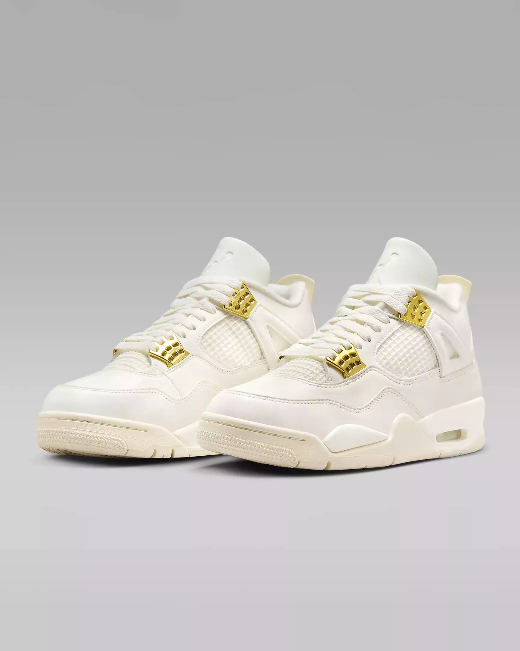 Nike Women's Air Jordan 4 Retro Shoes - Sail / Black / Metallic Gold