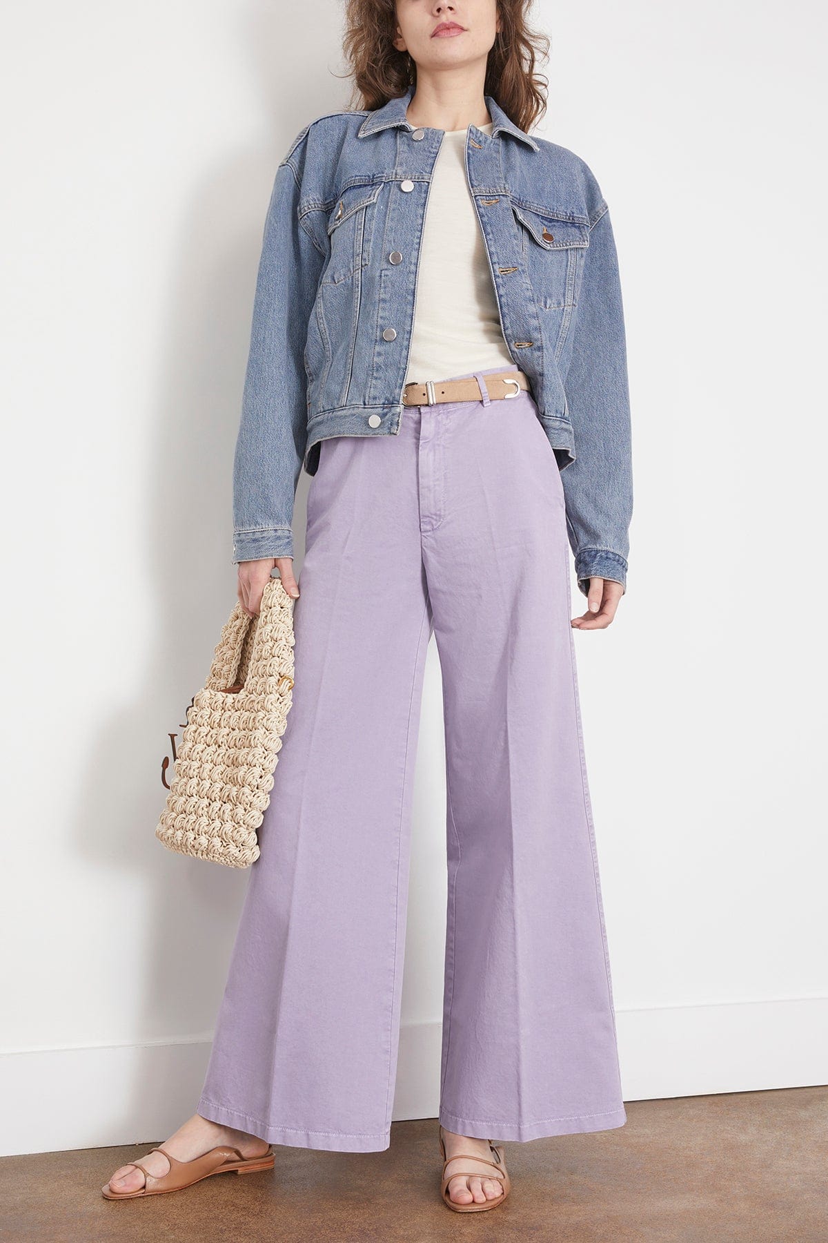 Old Peach Gabardine Wide Leg Pants in Lavender