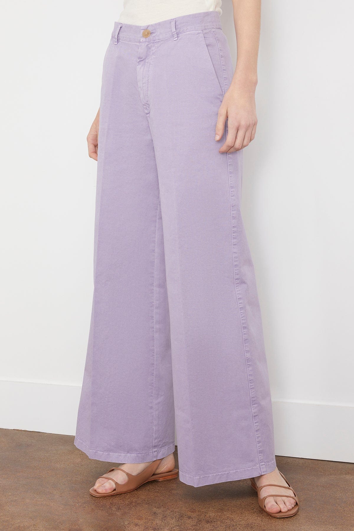 Old Peach Gabardine Wide Leg Pants in Lavender