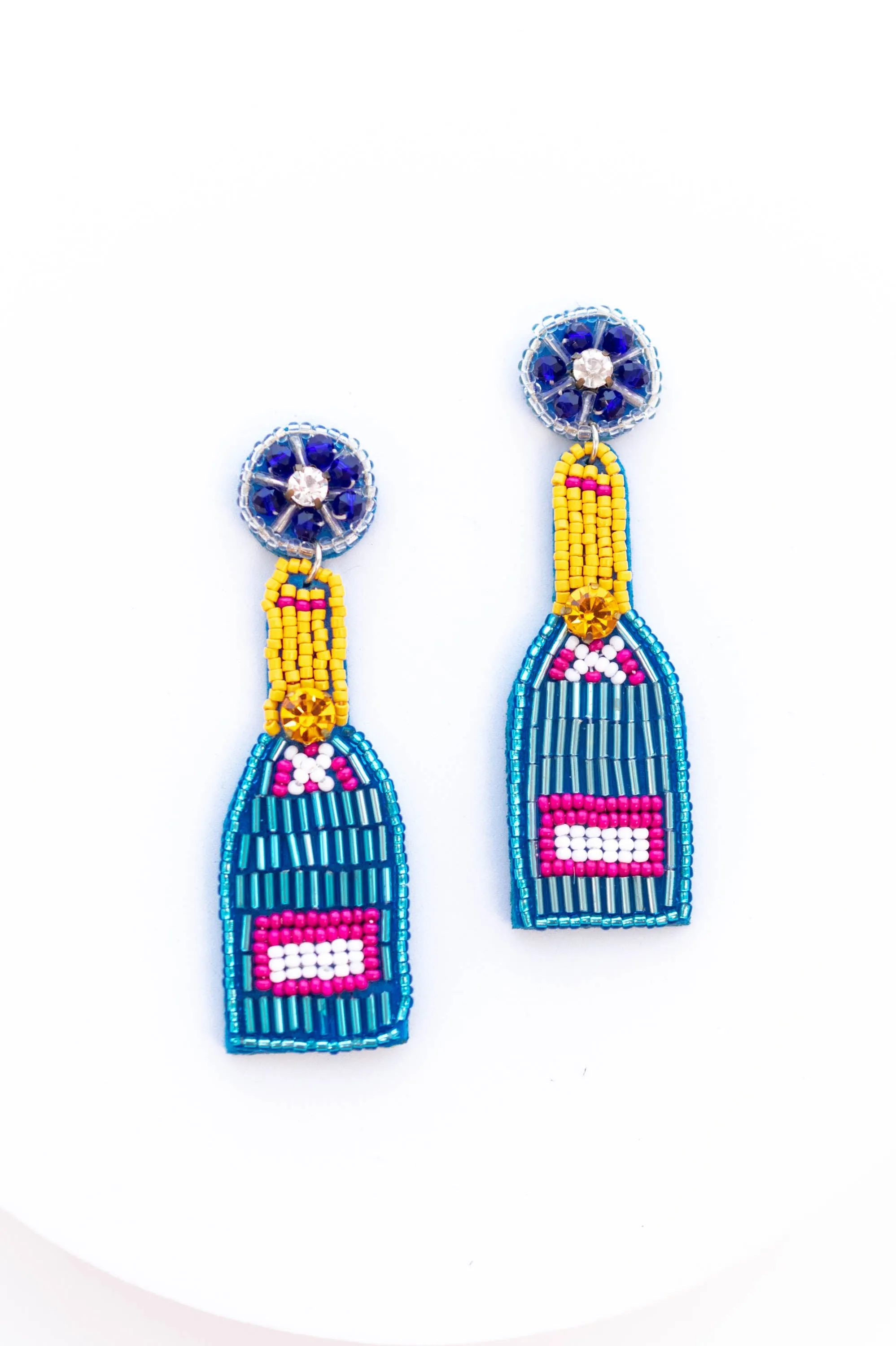 Pop A Bottle Earrings, Blue