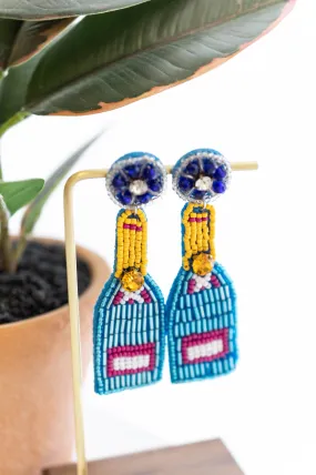 Pop A Bottle Earrings, Blue