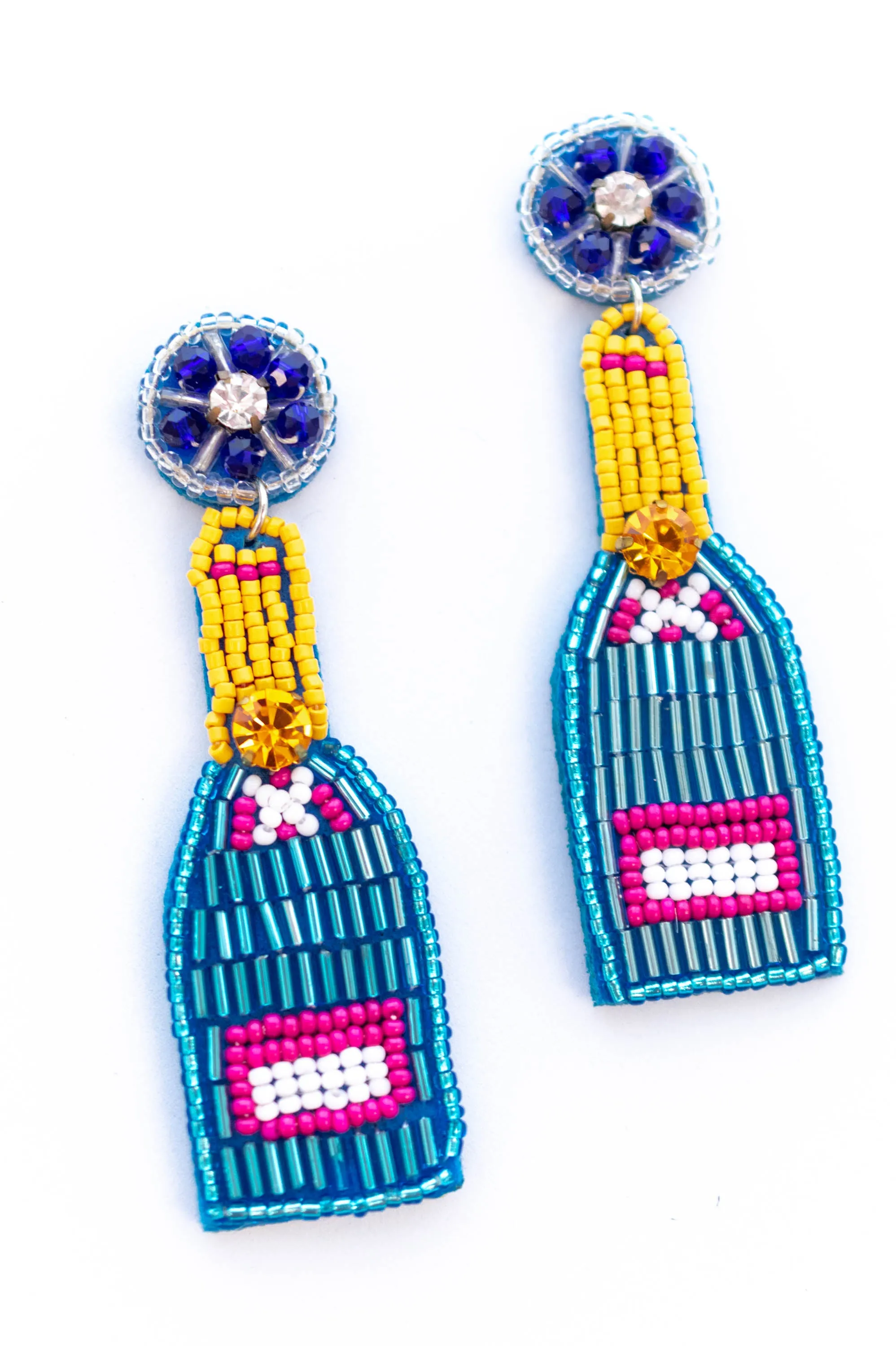 Pop A Bottle Earrings, Blue