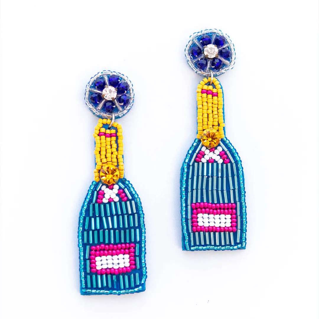 Pop A Bottle Earrings, Blue