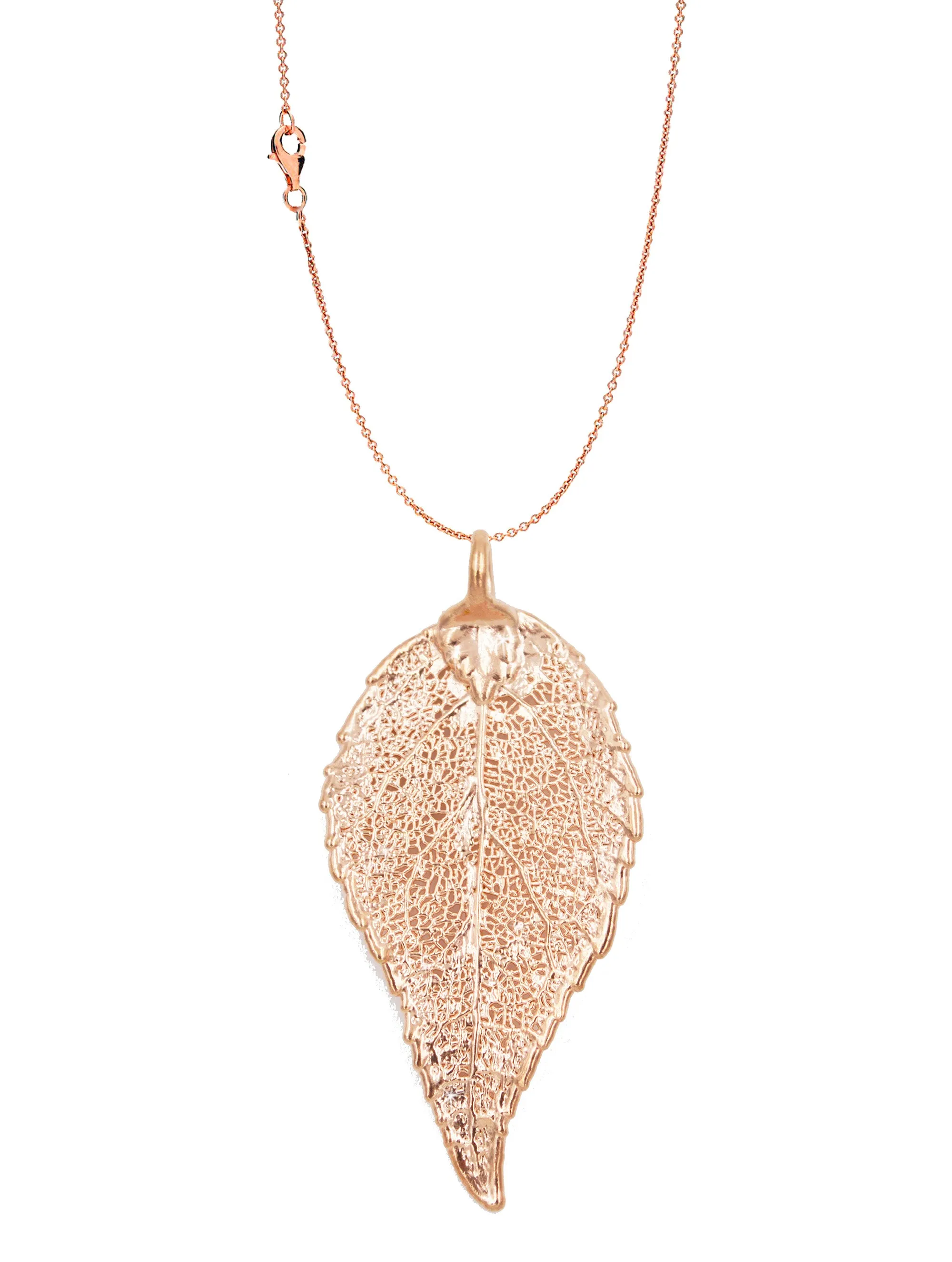 Real Leaf PENDANT with Chain EVERGREEN in Rose Gold Genuine Leaf Necklace