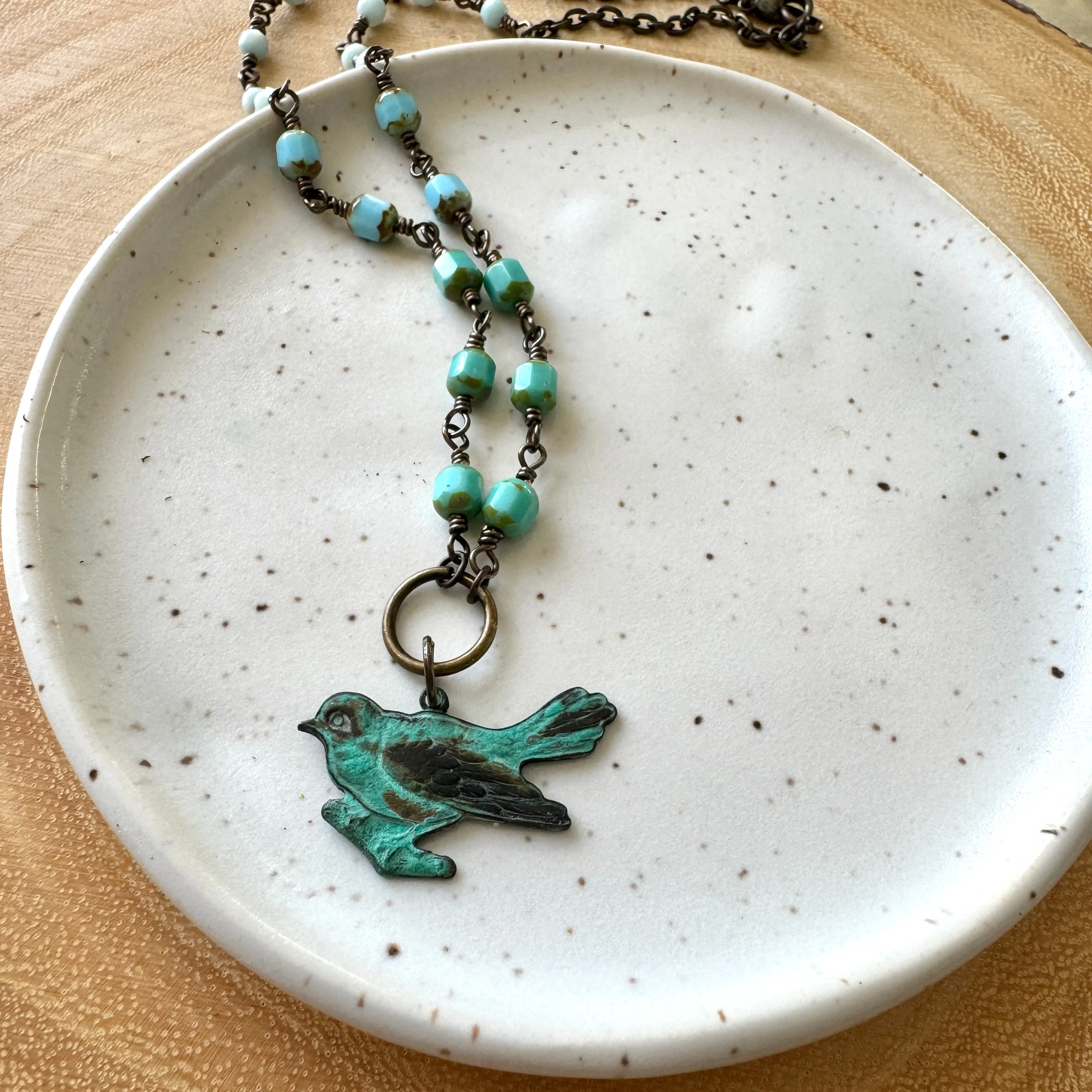 Sparrow - Turquoise and Brass Necklace