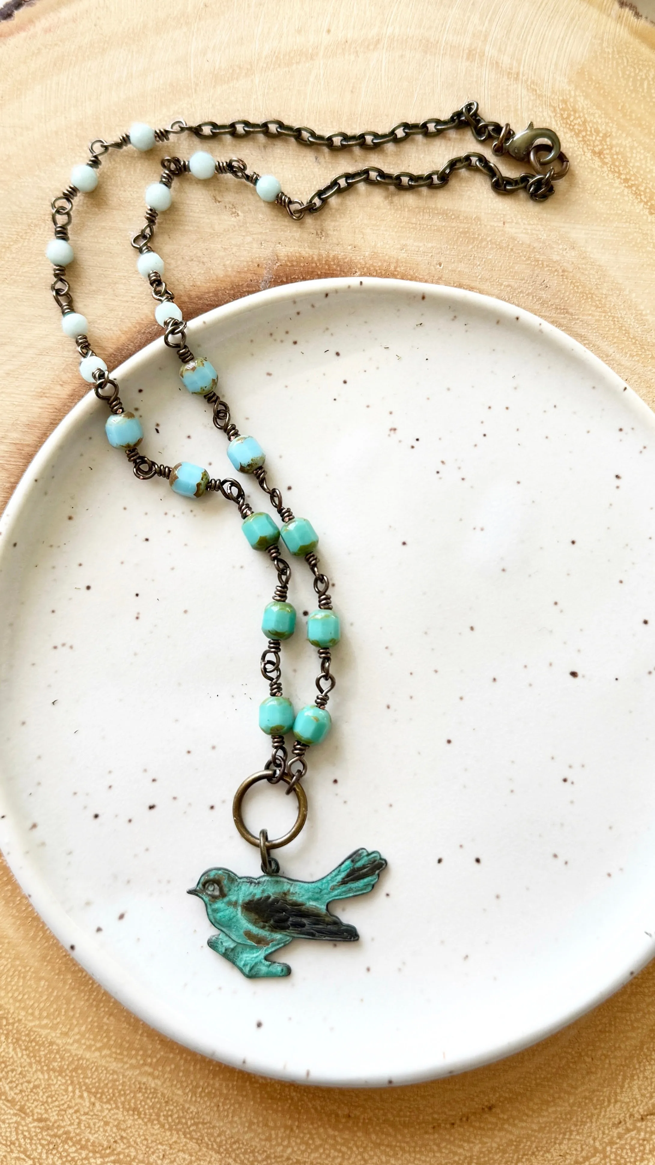 Sparrow - Turquoise and Brass Necklace