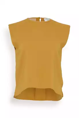 Stretch Crepe Cady Boxy Top in Honey