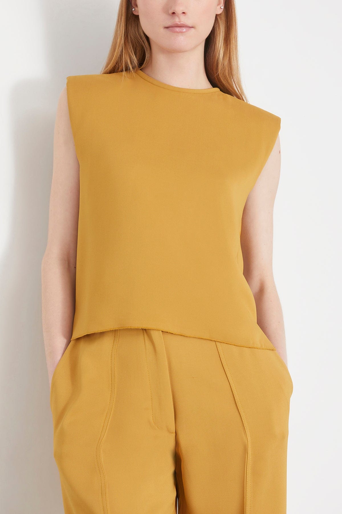 Stretch Crepe Cady Boxy Top in Honey