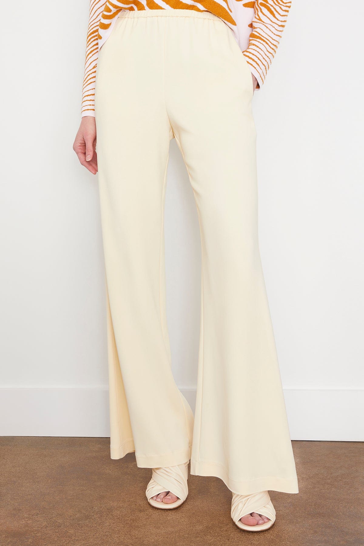 Stretch Crepe Cady Flared Pants in Batida