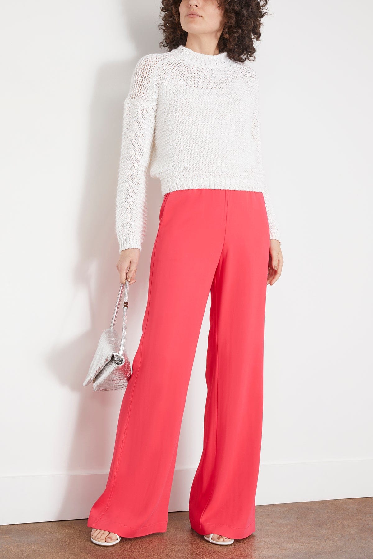 Stretch Crepe Cady Flared Pants in Watermelon