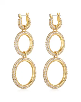 TRIPLE PAVE HOOPS- GOLD