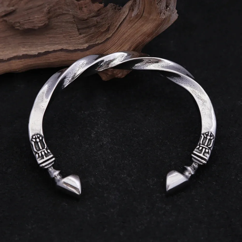 Unisex Vintage Stainless Steel Twisted Horse Hoof Adjustable Bracelet