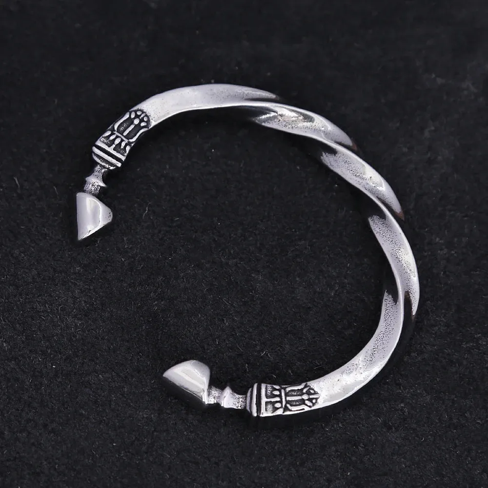 Unisex Vintage Stainless Steel Twisted Horse Hoof Adjustable Bracelet