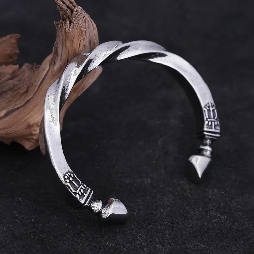 Unisex Vintage Stainless Steel Twisted Horse Hoof Adjustable Bracelet