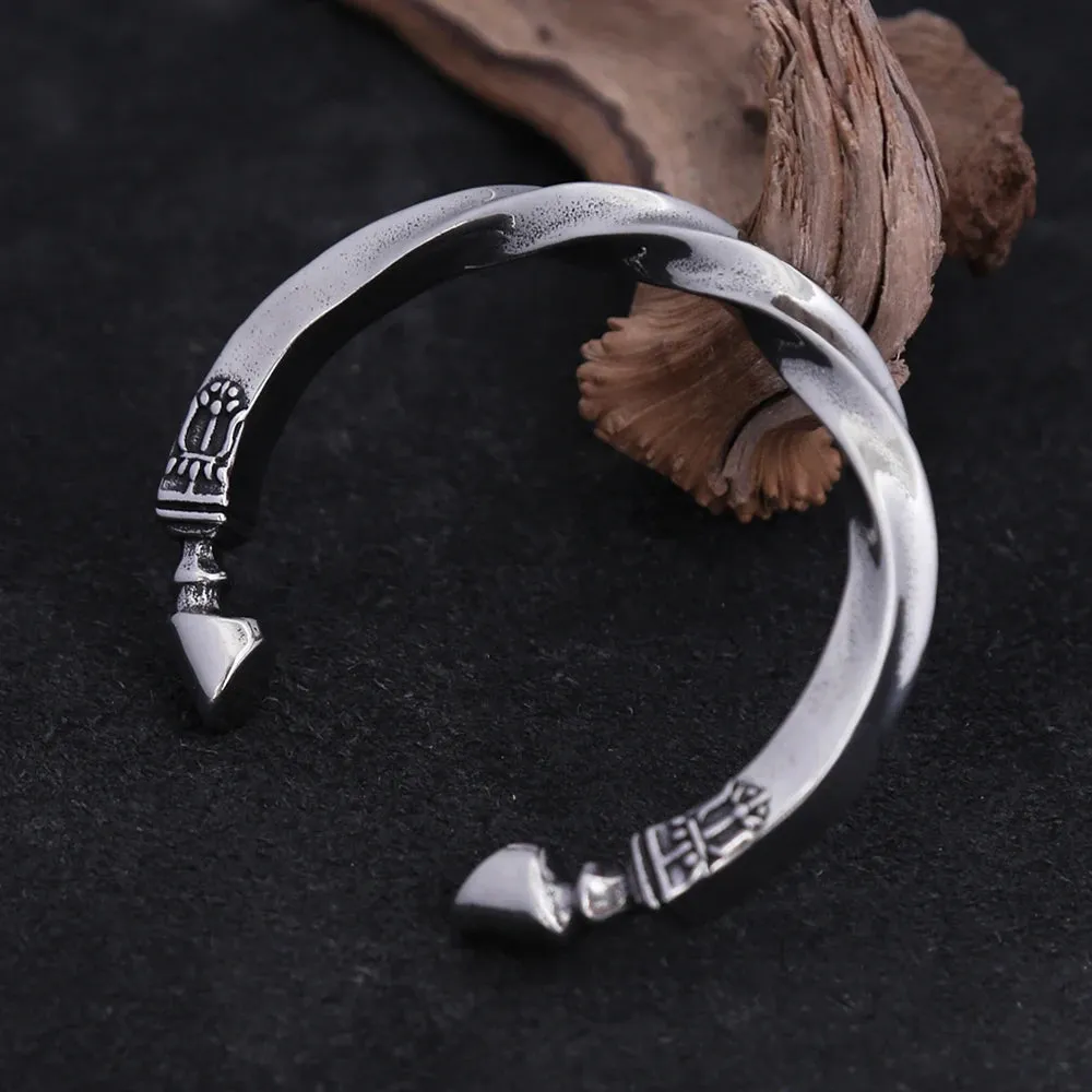 Unisex Vintage Stainless Steel Twisted Horse Hoof Adjustable Bracelet