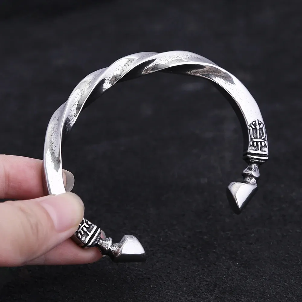 Unisex Vintage Stainless Steel Twisted Horse Hoof Adjustable Bracelet